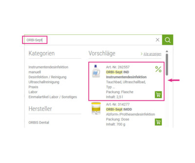 Suchvorschau – passende Treffer sofort sehen | Bestellung